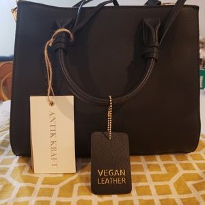 Black-Antik Kraft Double Handle Satchel Bag